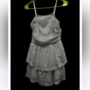 Cider Shimmering Silver Sequin Top